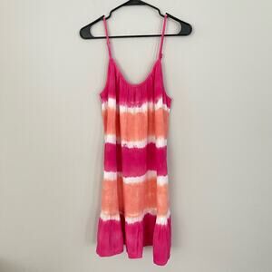 NWT Vineyard Vines Pink Orange Tie Dye Swim Cover Up Dress (L)